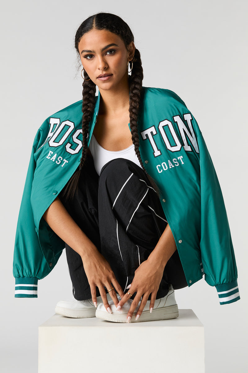 City Twill Embroidered Varsity Jacket