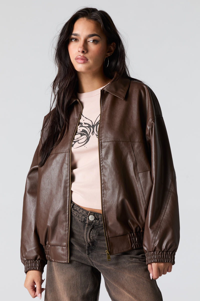 Oversized Faux Leather Jacket