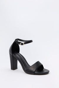 Faux Leather Open Toe Heel