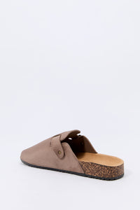 Faux Suede Buckled Cork Sandal