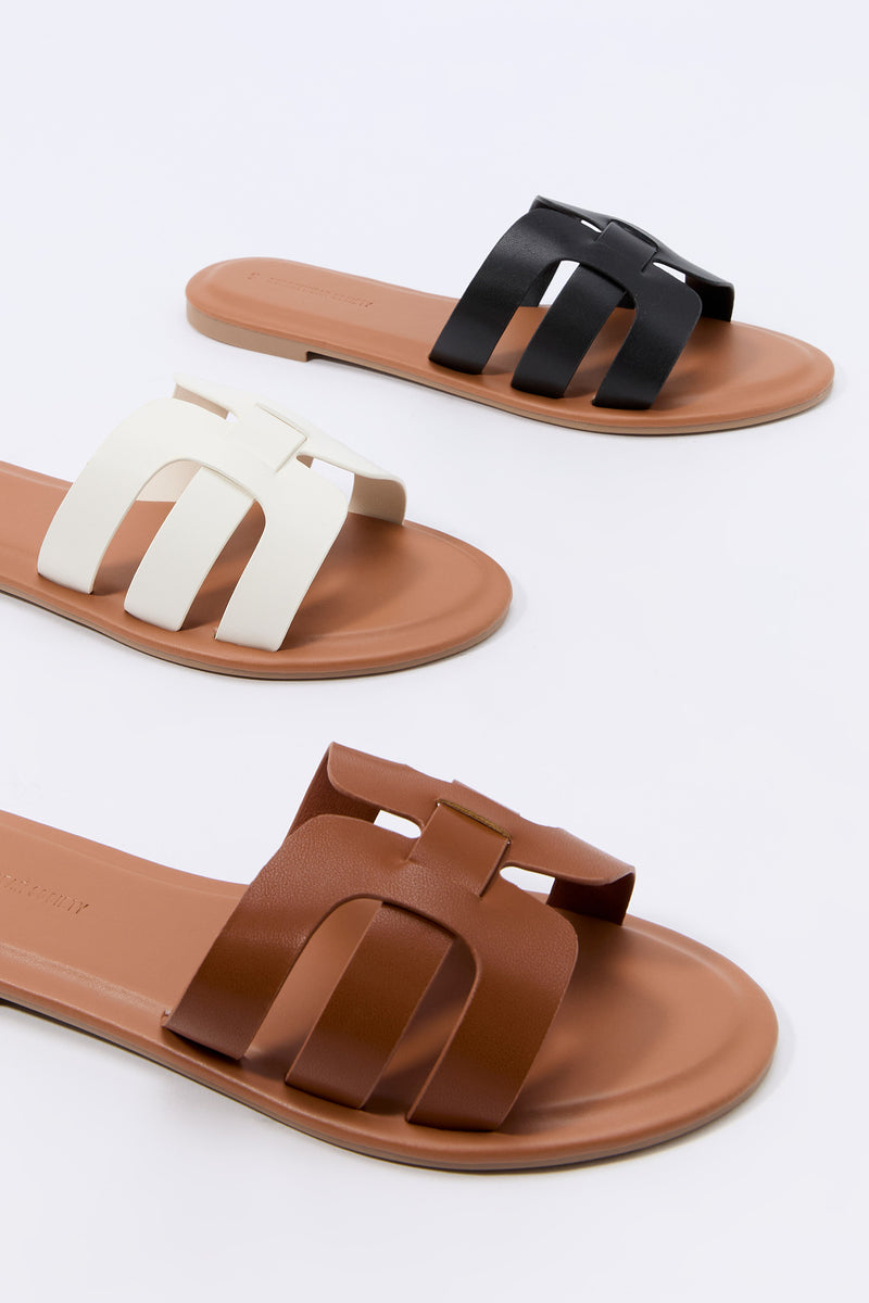 Faux Leather Strappy Band Sandal