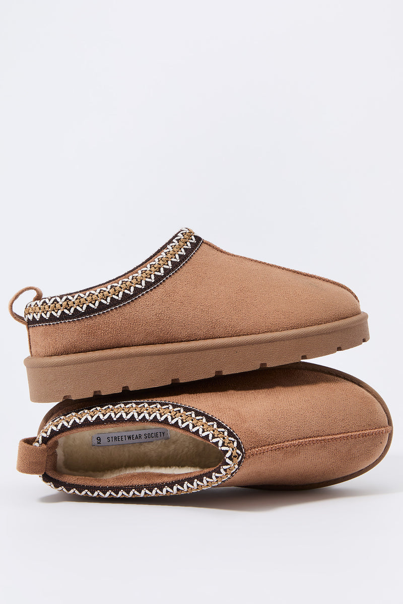 Embroidered Suede Slipper Booties