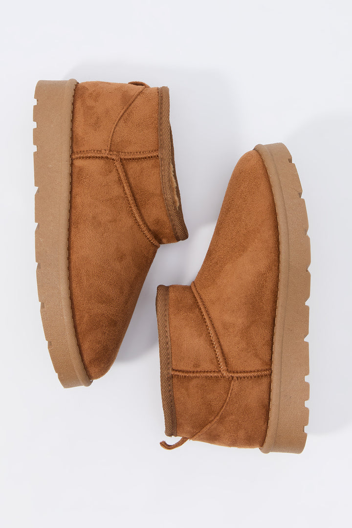 Faux Suede Platform Ankle Booties