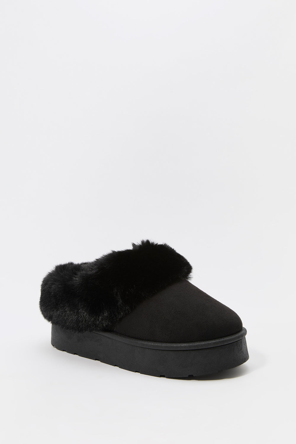 Faux Fur Collared Platform Slipper Booties Faux Fur Collared Platform Slipper Booties 5