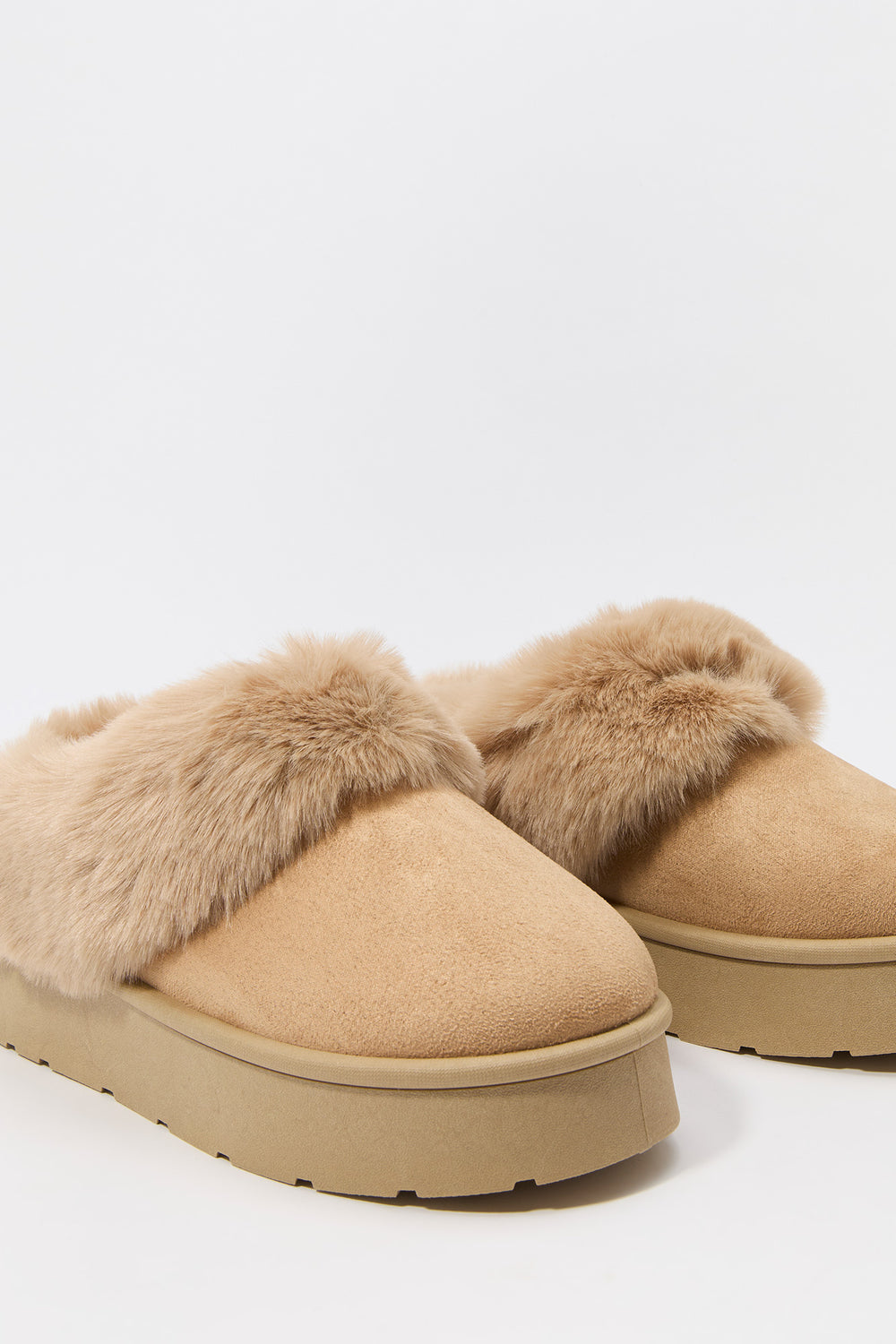 Faux Fur Collared Platform Slipper Booties Faux Fur Collared Platform Slipper Booties 11