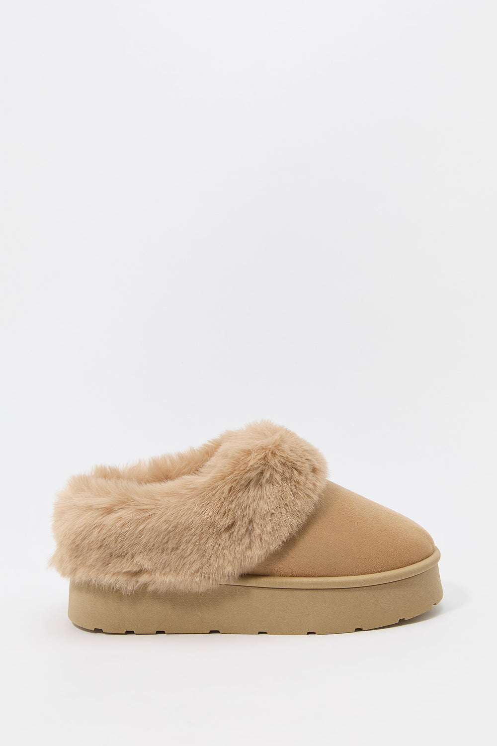 Faux Fur Collared Platform Slipper Booties Faux Fur Collared Platform Slipper Booties 8