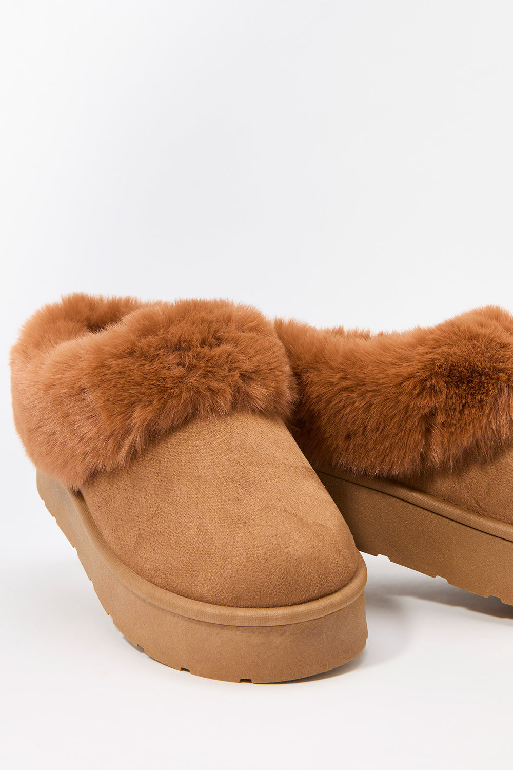 Faux Fur Collared Platform Slipper Booties Faux Fur Collared Platform Slipper Booties 1