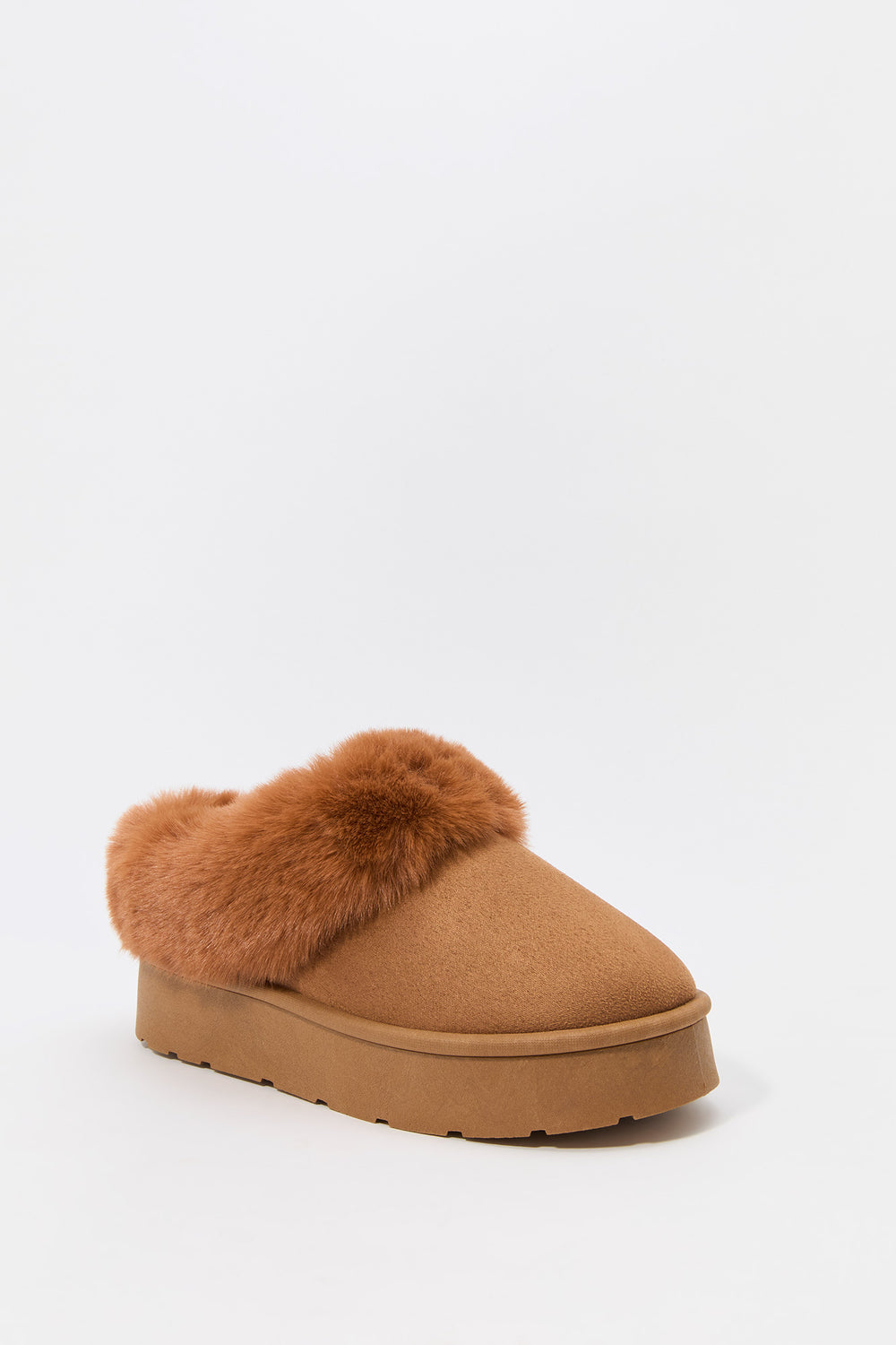 Faux Fur Collared Platform Slipper Booties Faux Fur Collared Platform Slipper Booties 3