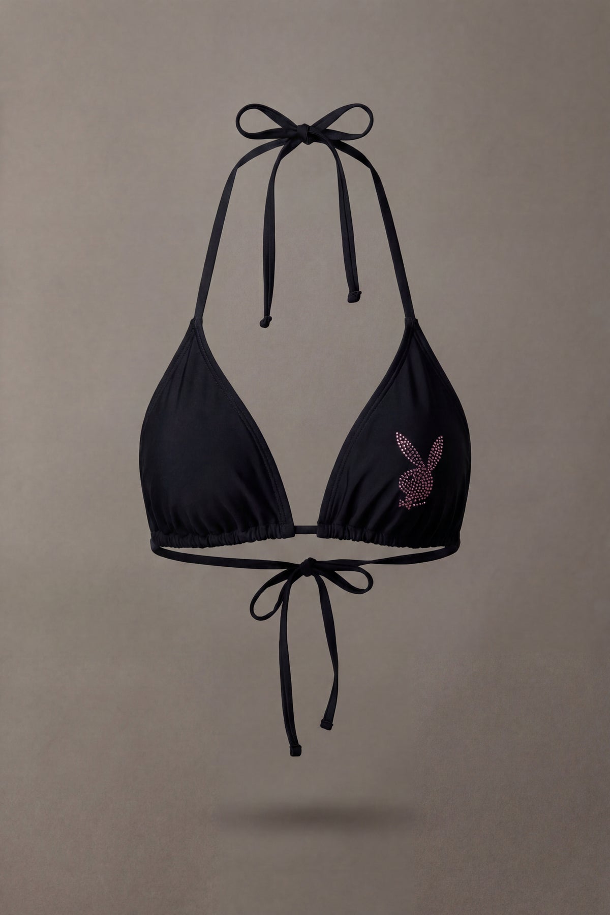 Alt View 2. Playboy Rhinestone Triangle Bikini Top - Black