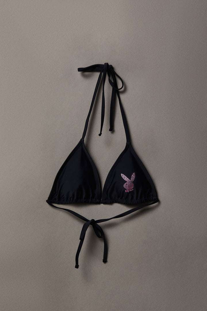 Playboy Rhinestone Triangle Bikini Top