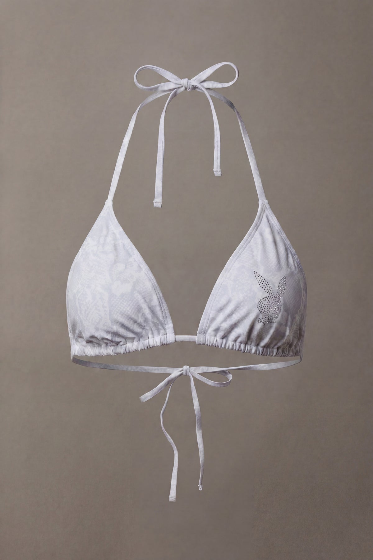 Alt View 2. Playboy Rhinestone Triangle Bikini Top - Heather Grey