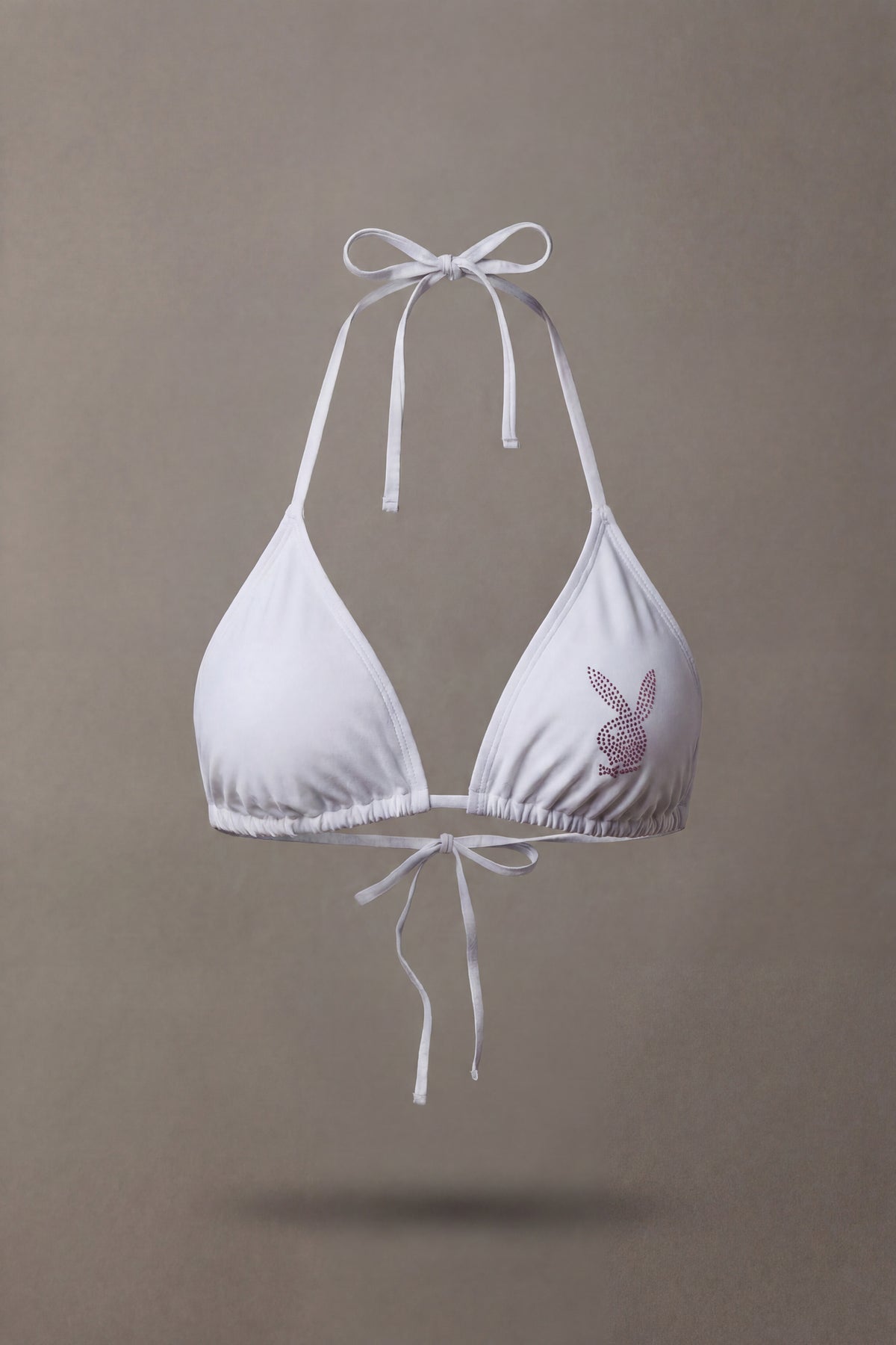 Alt View 2. Playboy Rhinestone Triangle Bikini Top - White