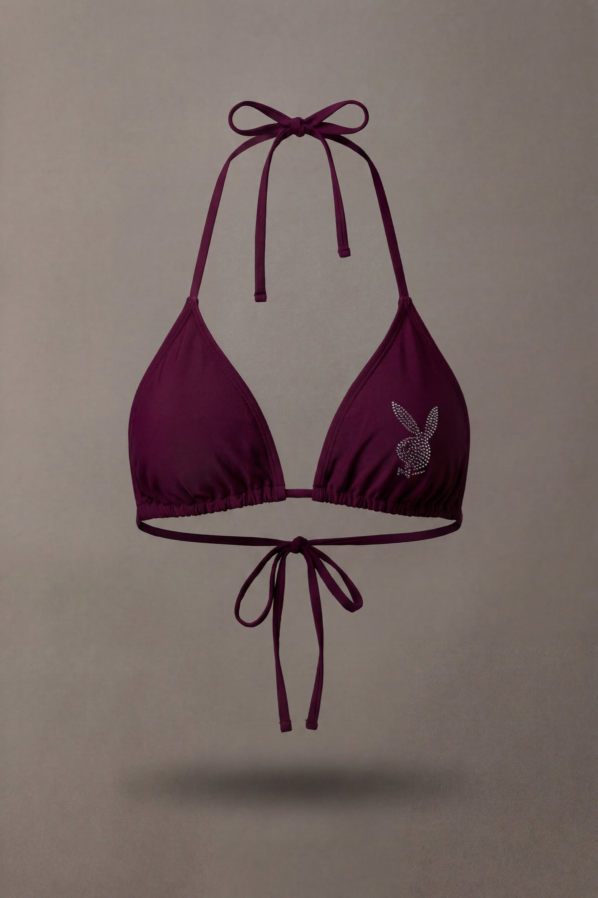 Alt View 2. Playboy Rhinestone Triangle Bikini Top - Wine