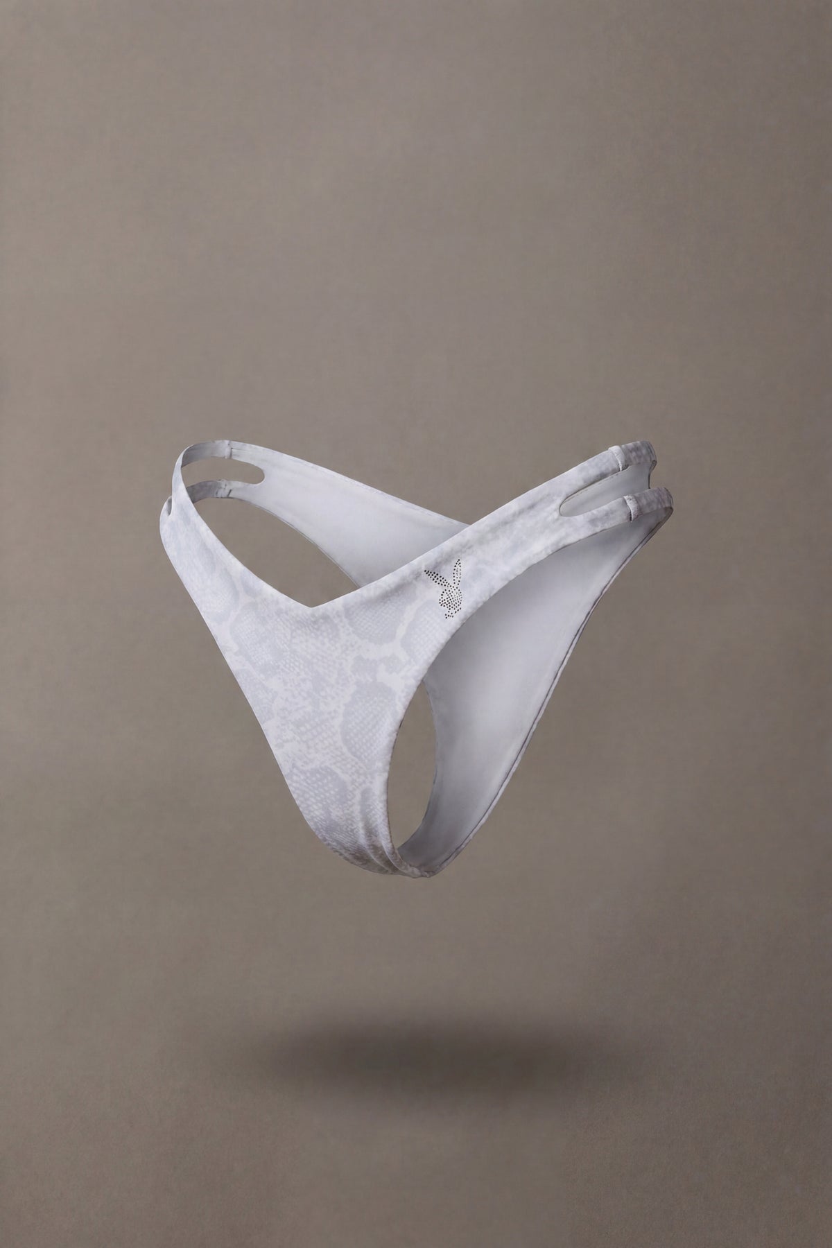 Playboy Rhinestone Brazilian Bikini Bottom - Heather Grey