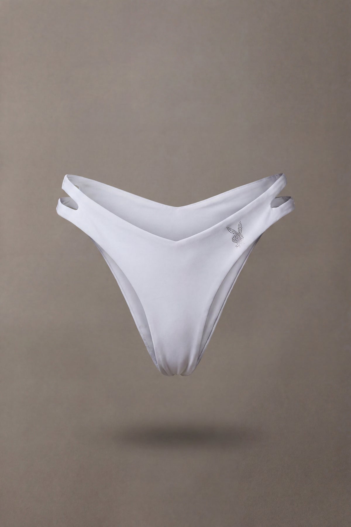 Playboy Rhinestone Brazilian Bikini Bottom - White