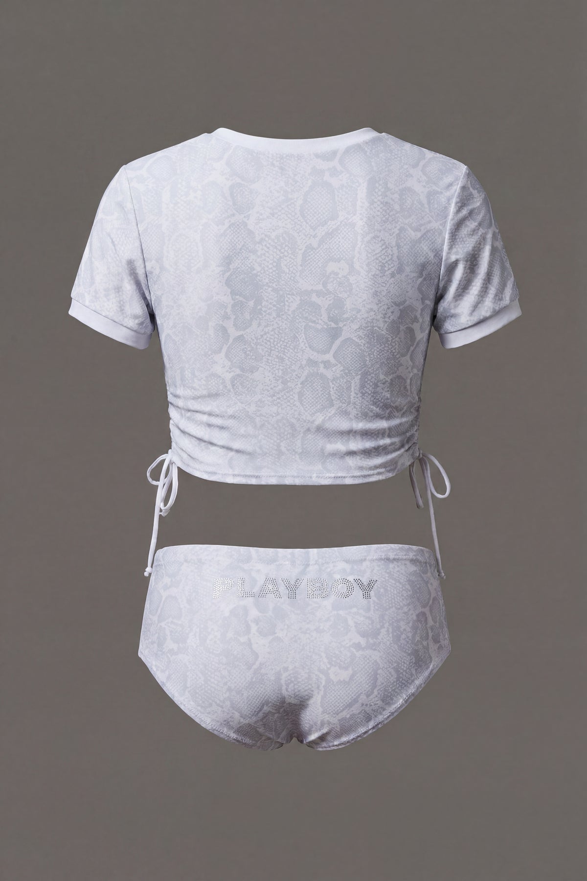 Alt View 5. Playboy Rhinestone Ruched Swim Top - Heather Grey