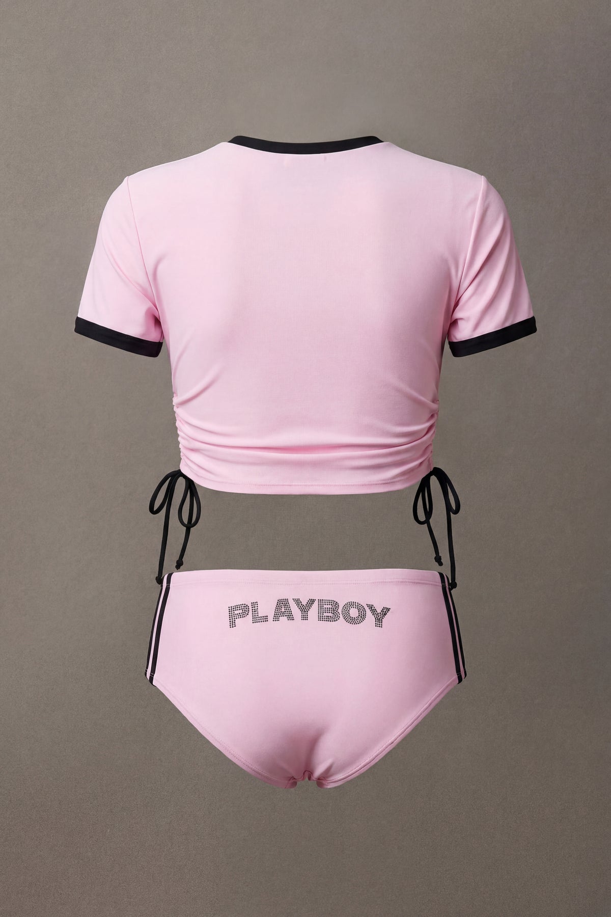 Alt View 5. Playboy Rhinestone Ruched Swim Top - Light Pink