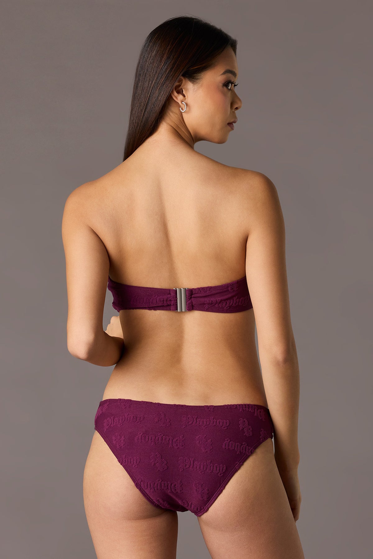 Alt View 3. Playboy Embossed Cutout One Piece Swimsuit - Wine