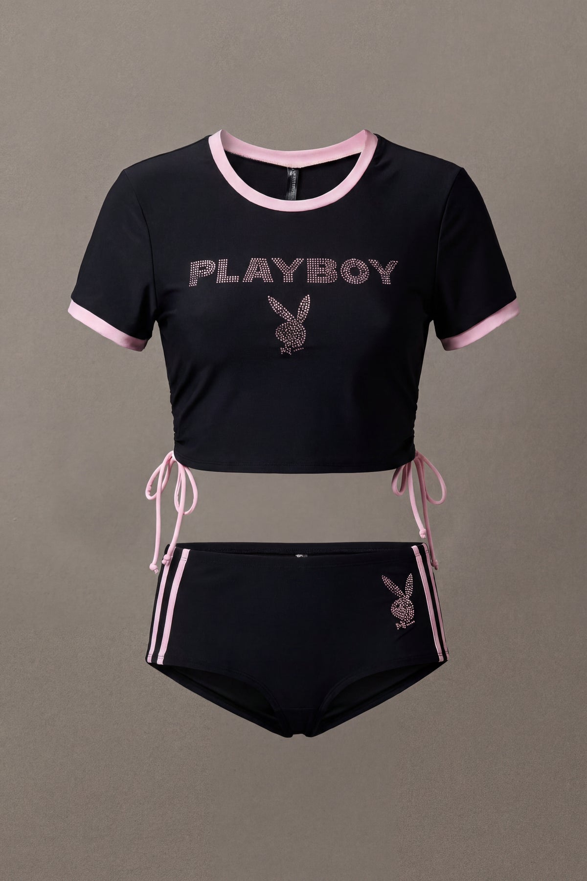 Alt View 4. Playboy Rhinestone Cheeky Bikini Bottom - Black