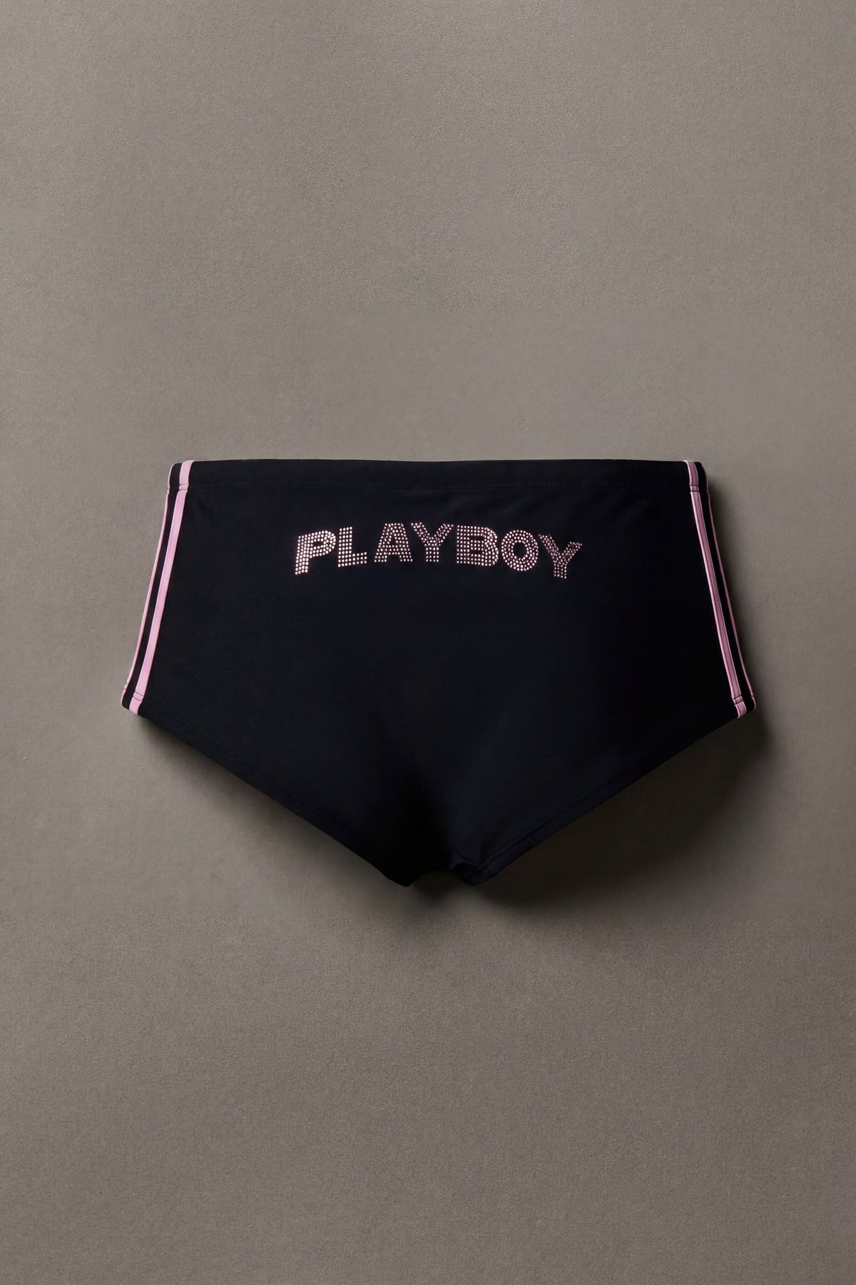Alt View 2. Playboy Rhinestone Cheeky Bikini Bottom - Black
