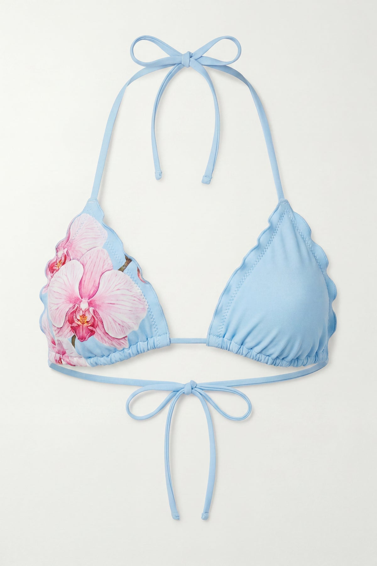 Ruffle Triangle Bikini Top - Baby Blue