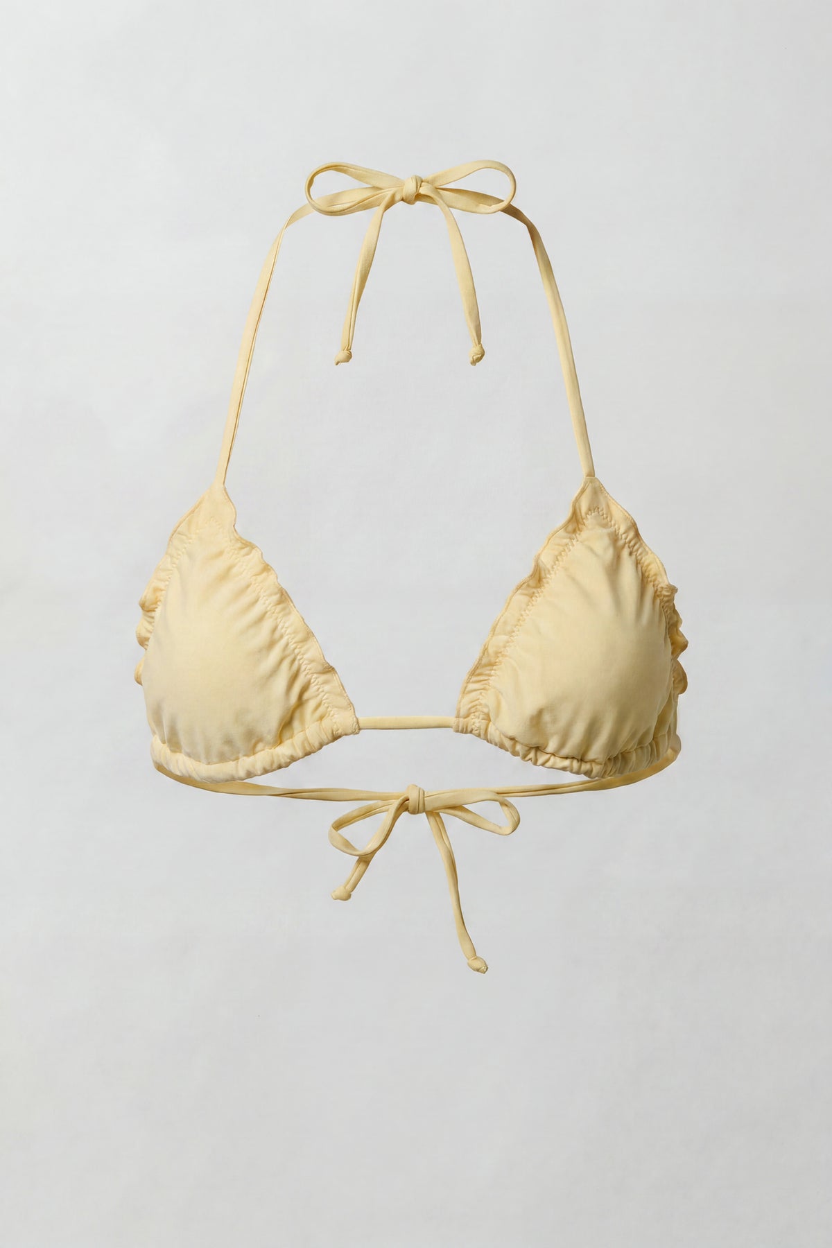 Ruffle Triangle Bikini Top - Pale Yellow