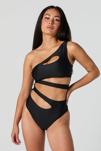 Black Cut Out One Piece Swimsuit Charlotte Russe