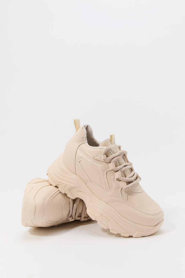 Faux Leather Chunky Platform Sneaker