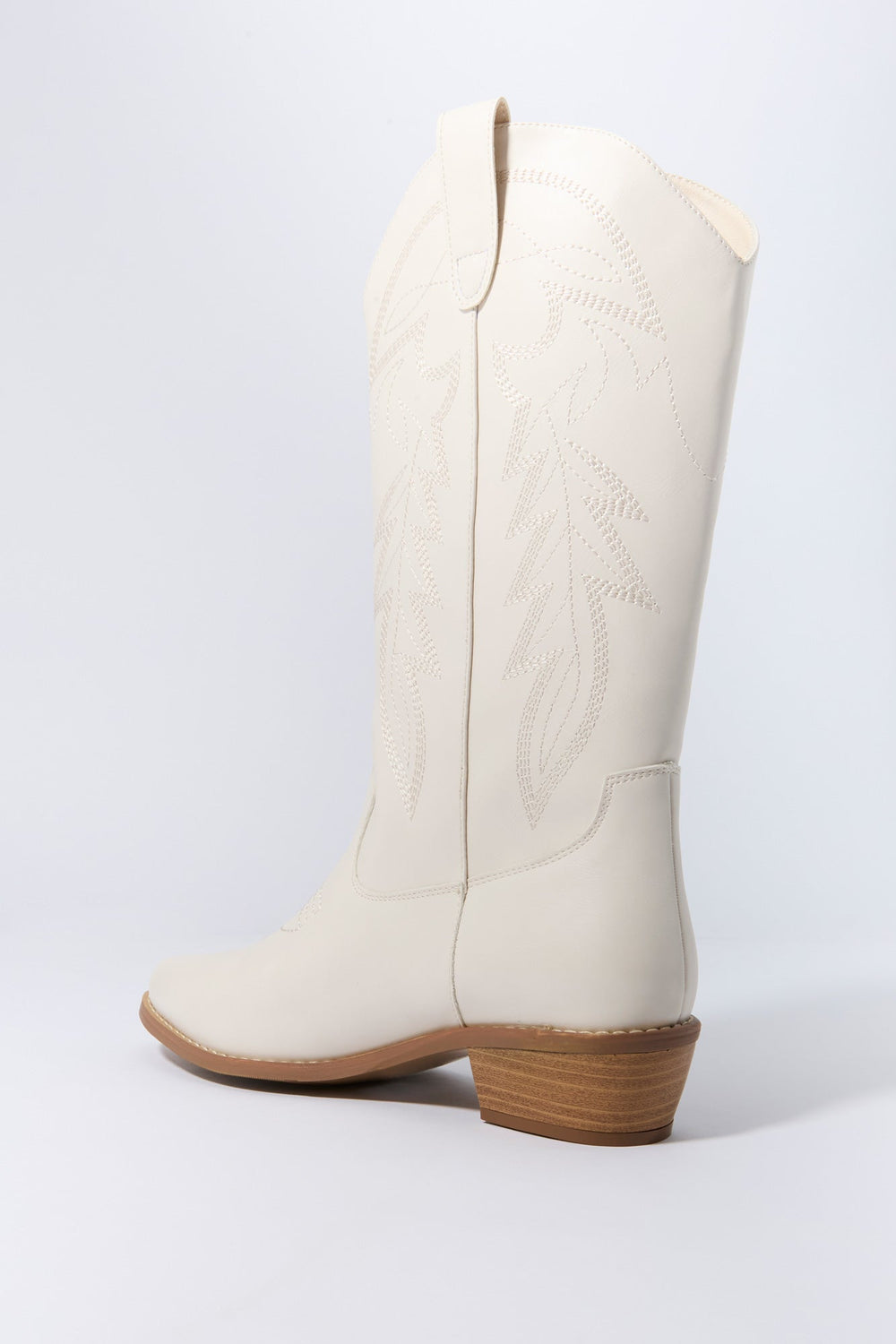 White Faux Leather Tall Cowboy Boot White Faux Leather Tall Cowboy Boot 3