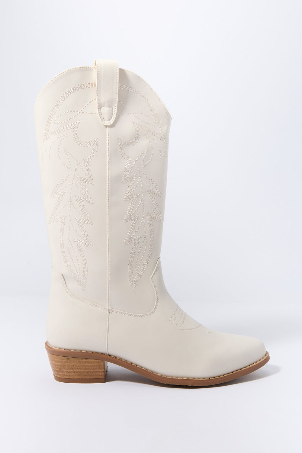 White Faux Leather Tall Cowboy Boot White Faux Leather Tall Cowboy Boot 4