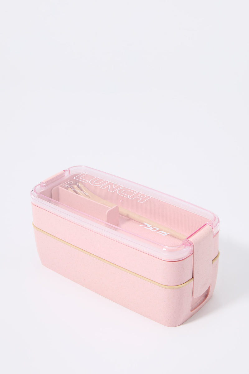 Double Decker Rectangle Lunch Box & Cutlery