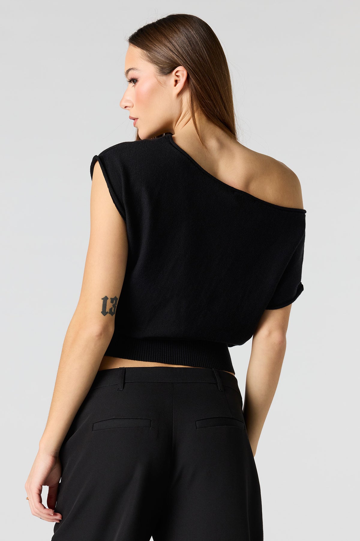 Alt View 2. Dolman Short Sleeve Knit Top - Black