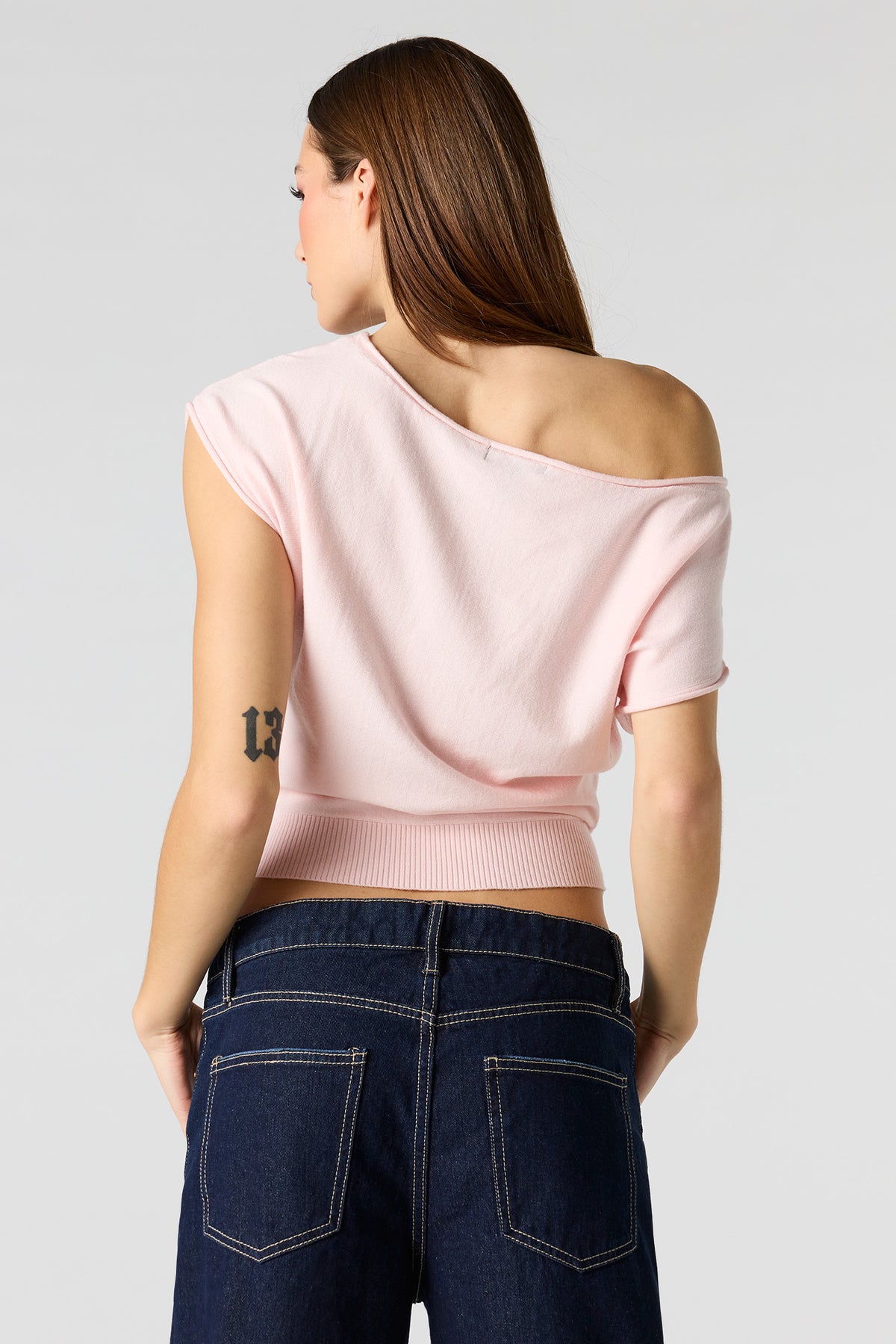 Alt View 2. Dolman Short Sleeve Knit Top - Light Pink
