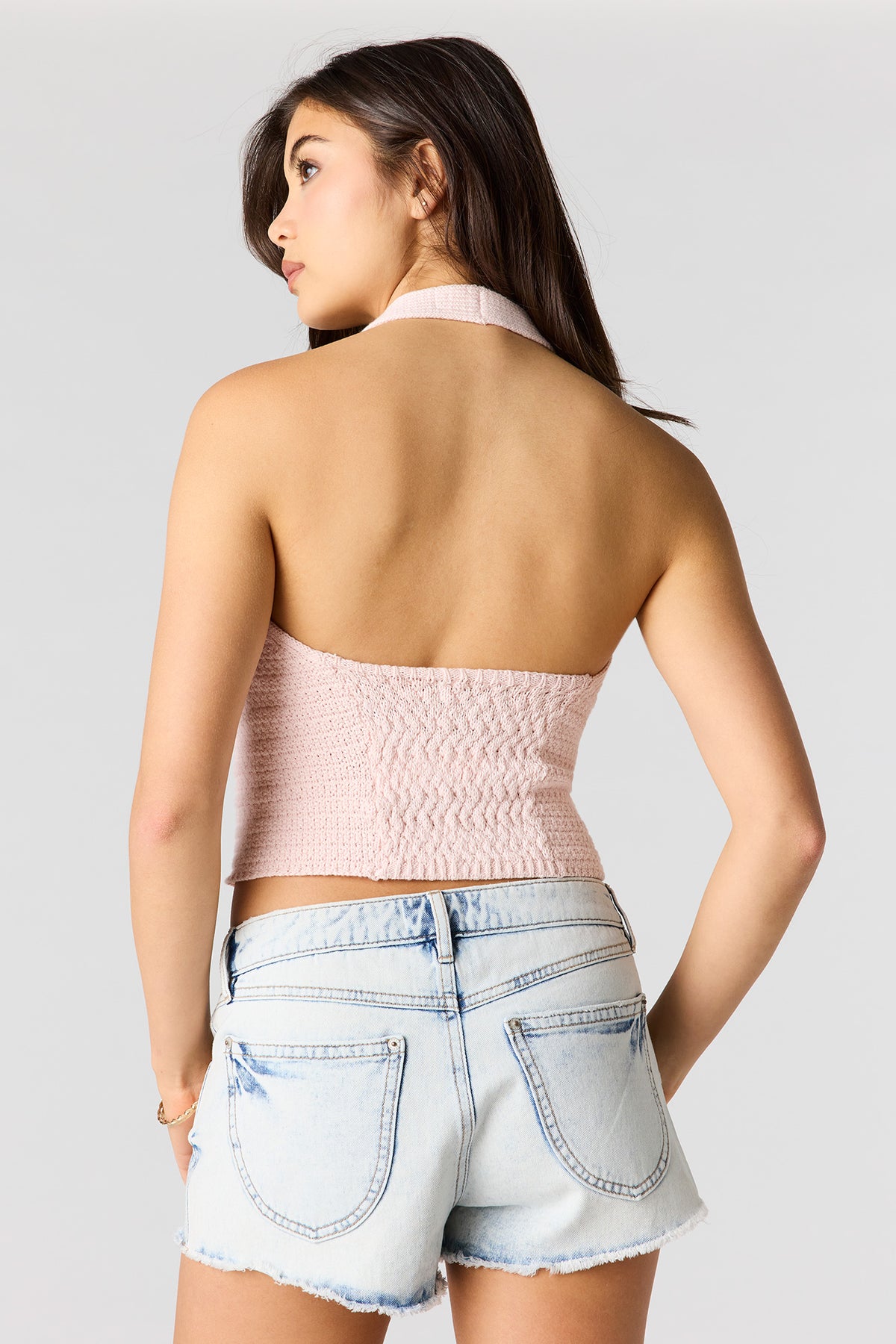 Alt View 2. Crochet Halter Top - Light Pink