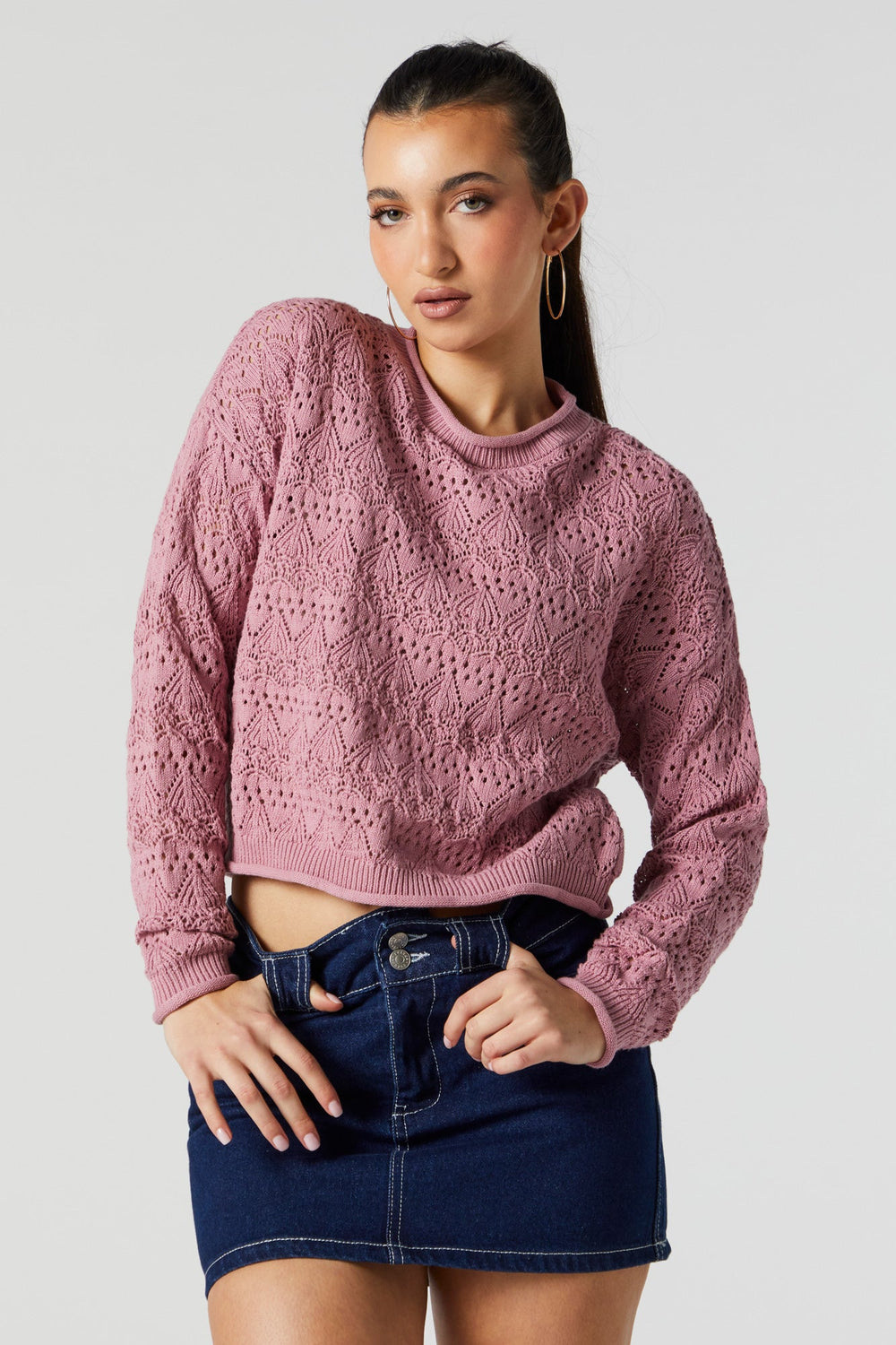 Coloured Crochet Knit Cropped Sweater Coloured Crochet Knit Cropped Sweater 1