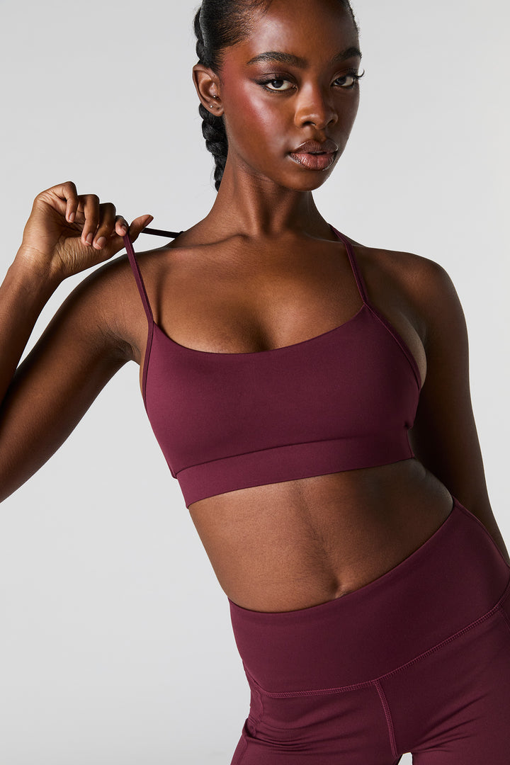 Solid Sports Bra with Built-In Bra Cups