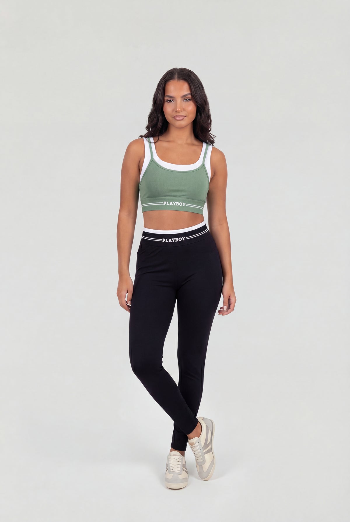 Alt View 2. Playboy High Density Layered Sports Bra - Green