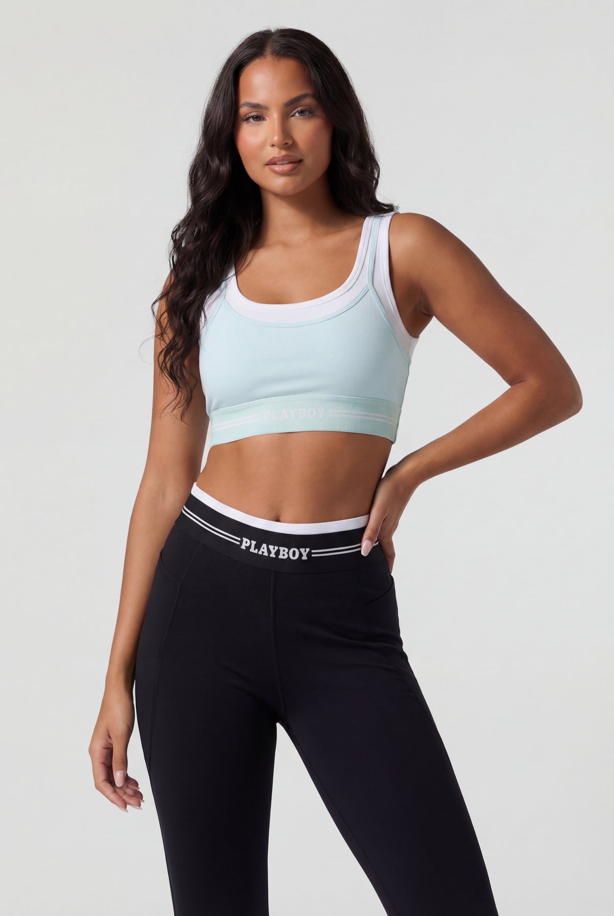 Playboy High Density Layered Sports Bra - Light Blue