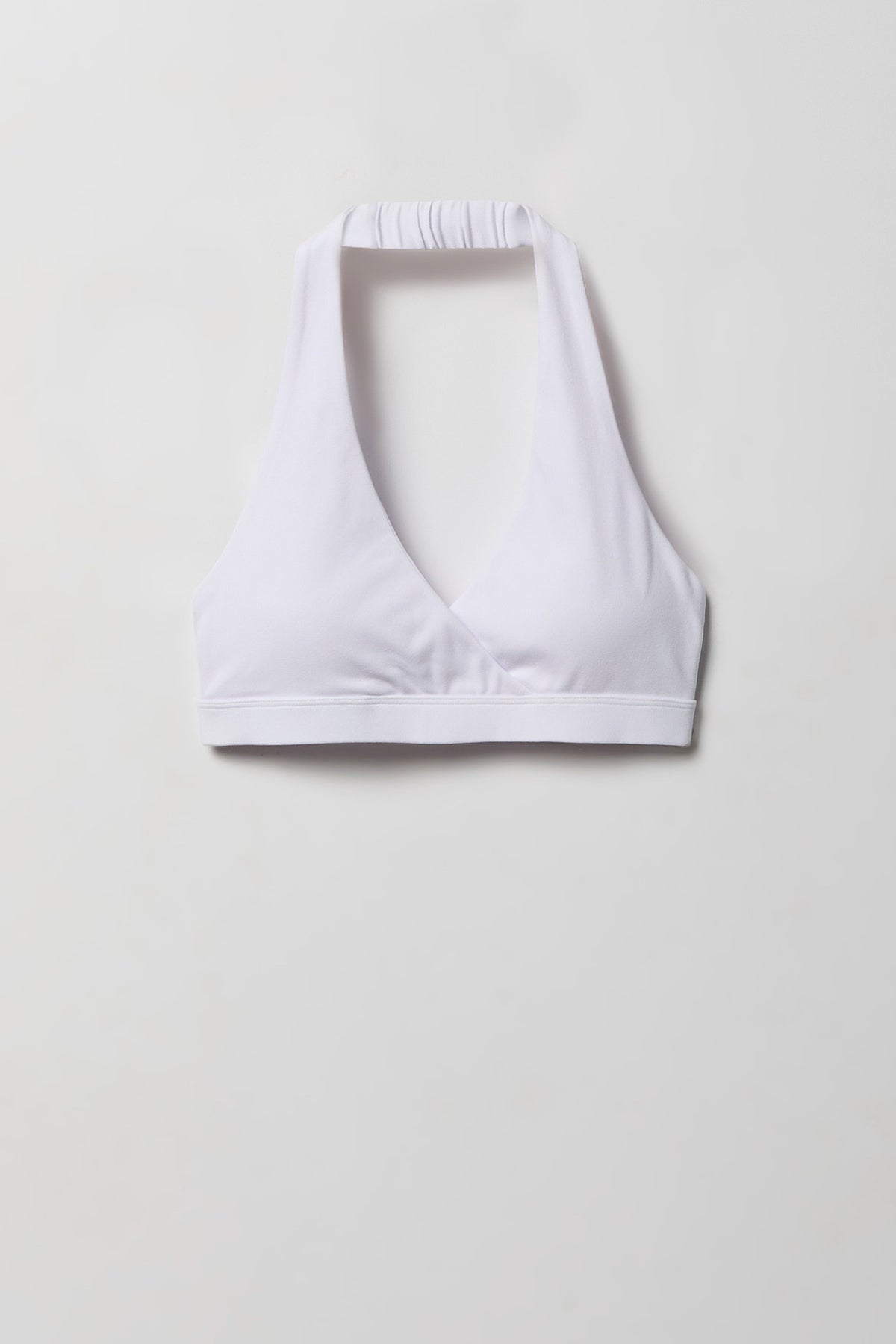 Alt View 3. Active High Density Surplice Halter Bra - White