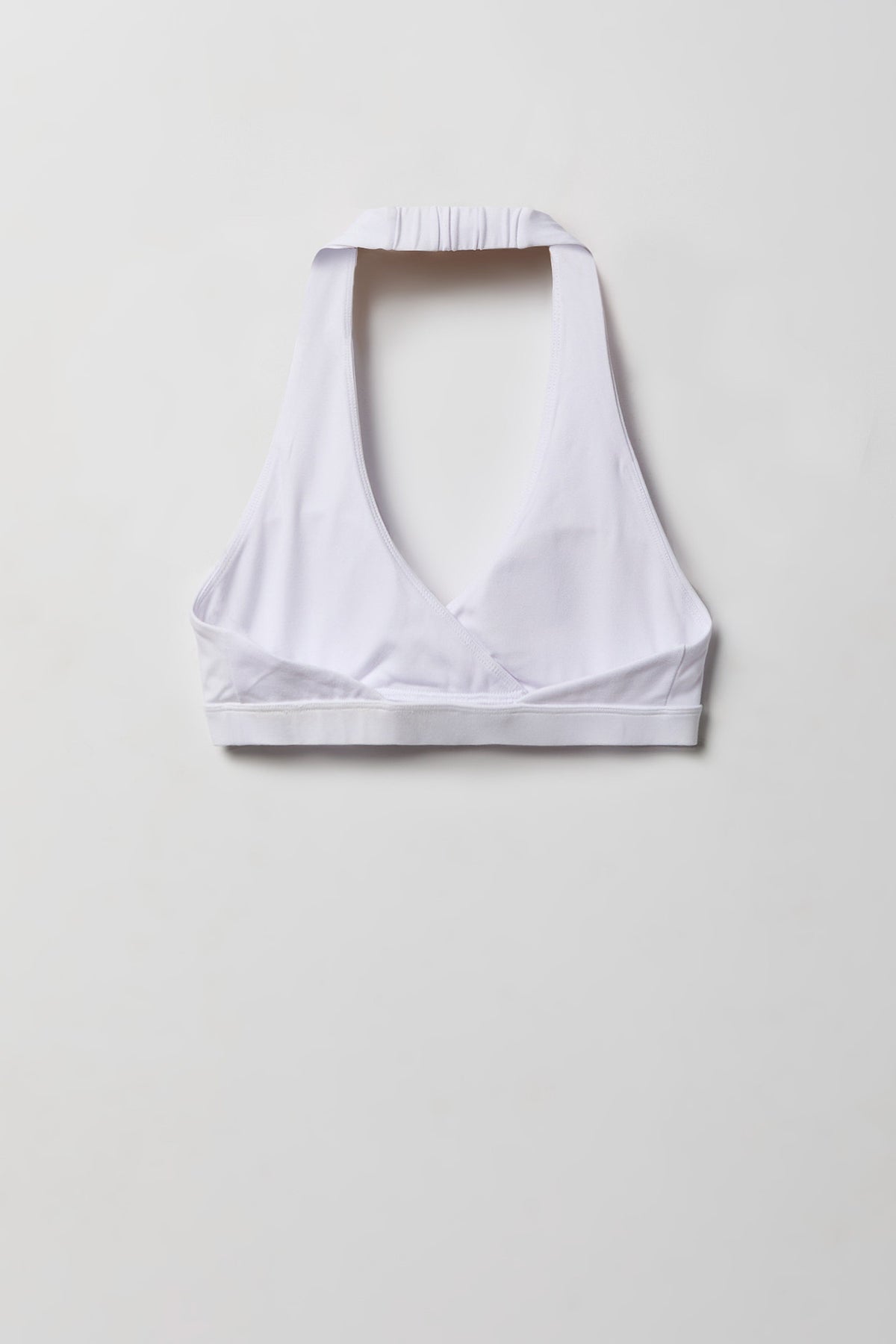 Alt View 4. Active High Density Surplice Halter Bra - White