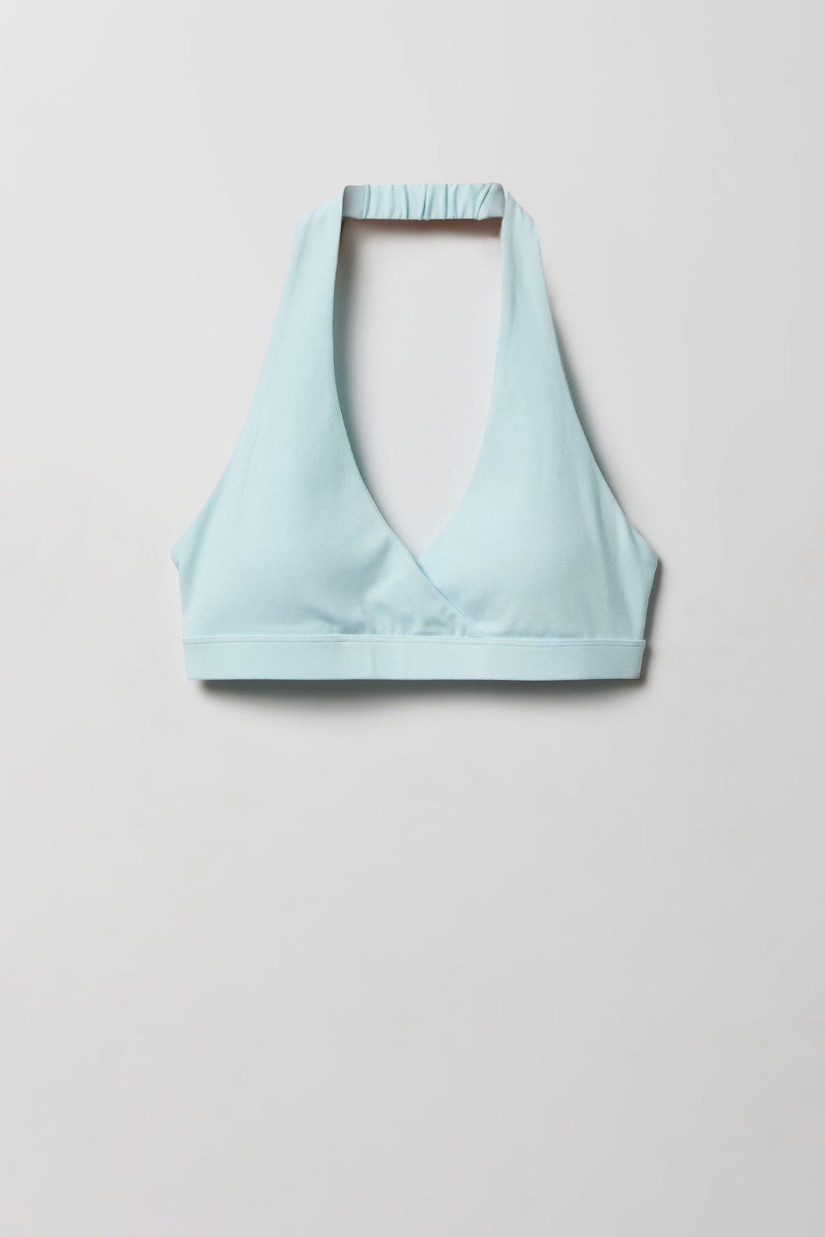 Alt View 3. Active High Density Surplice Halter Bra - Light Blue