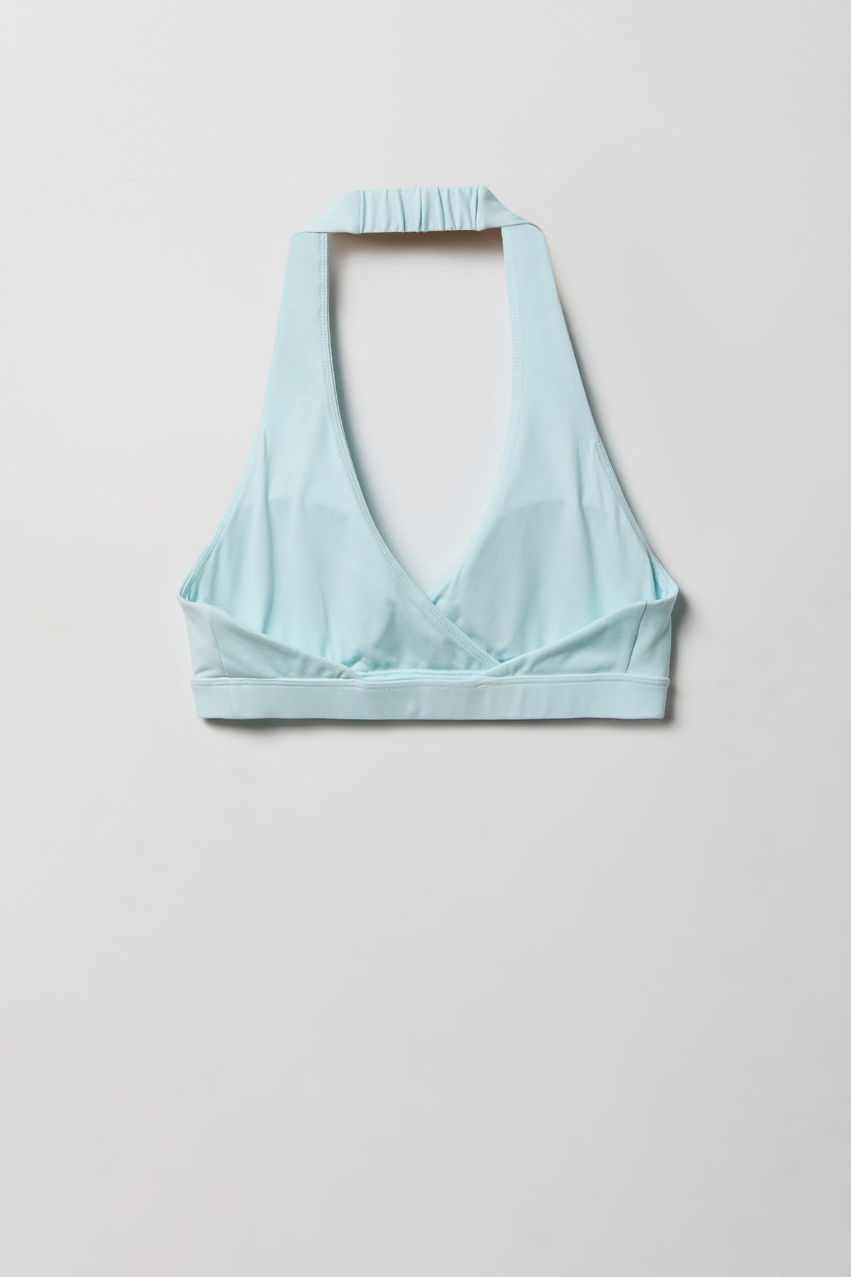 Alt View 4. Active High Density Surplice Halter Bra - Light Blue