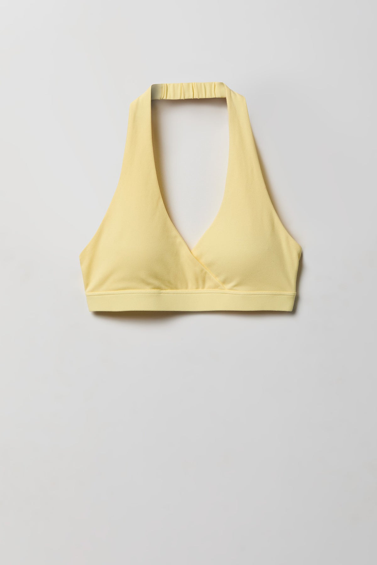 Alt View 3. Active High Density Surplice Halter Bra - Yellow