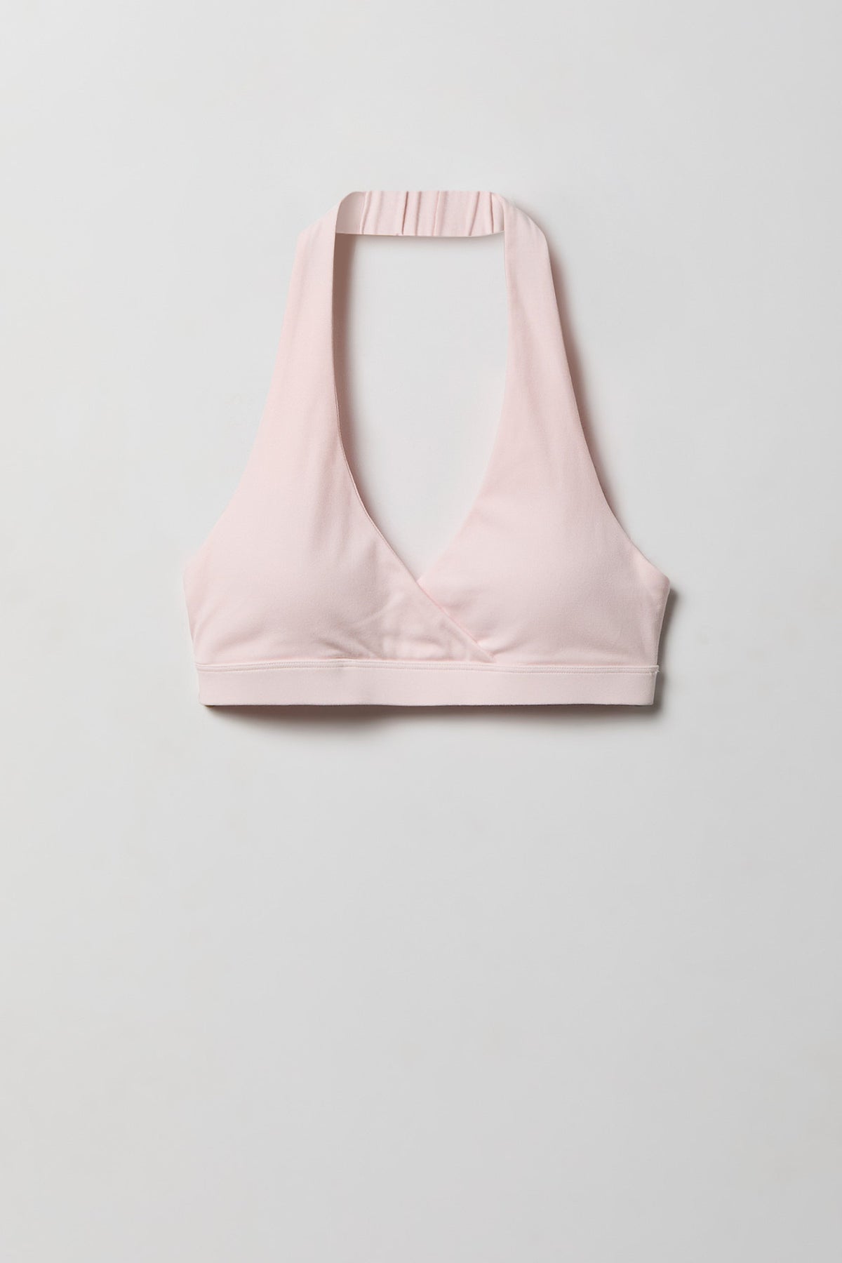 Alt View 3. Active High Density Surplice Halter Bra - Light Pink