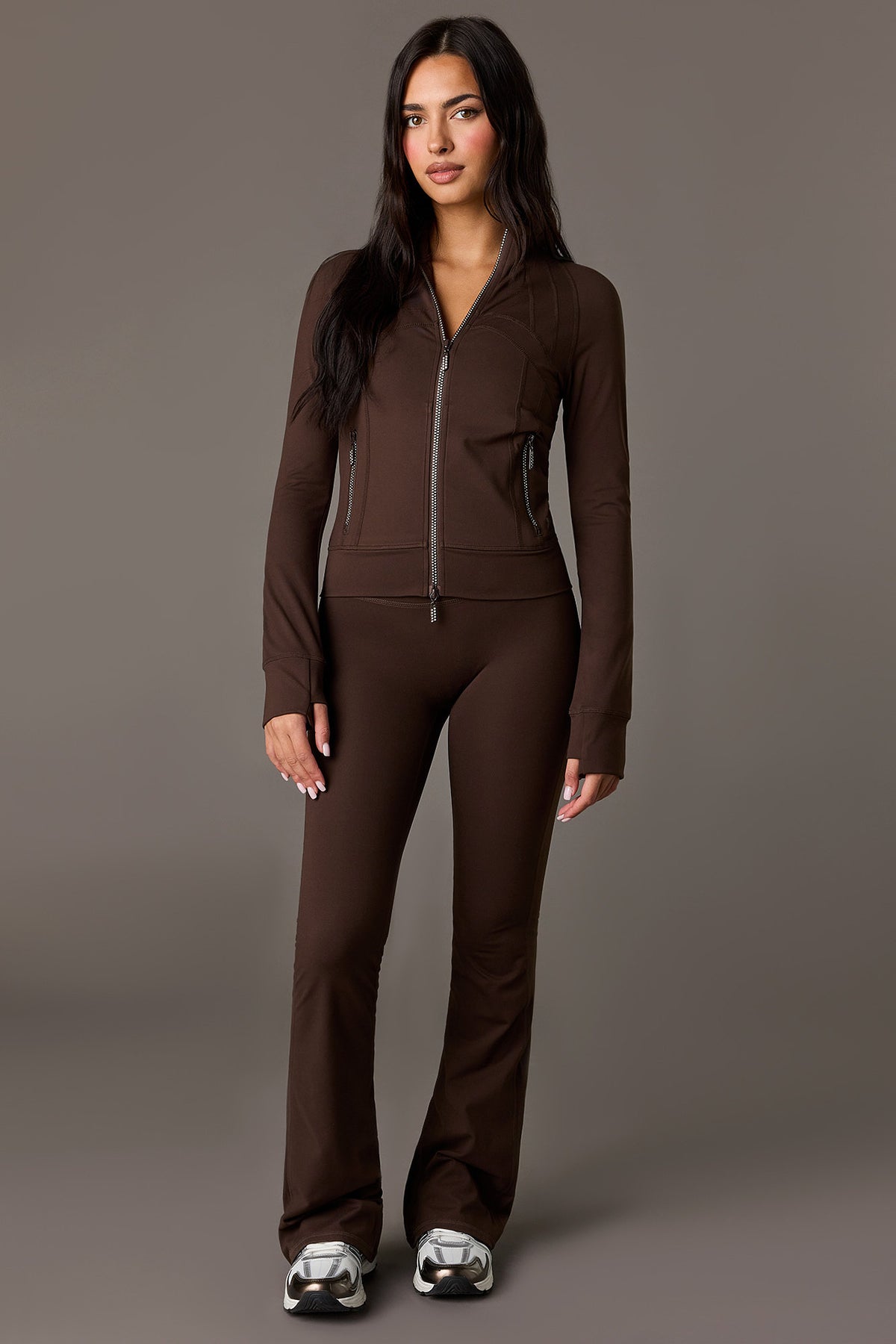 Alt View 3. Playboy High Density Rhinestone 2 Way Zip Jacket - Brown