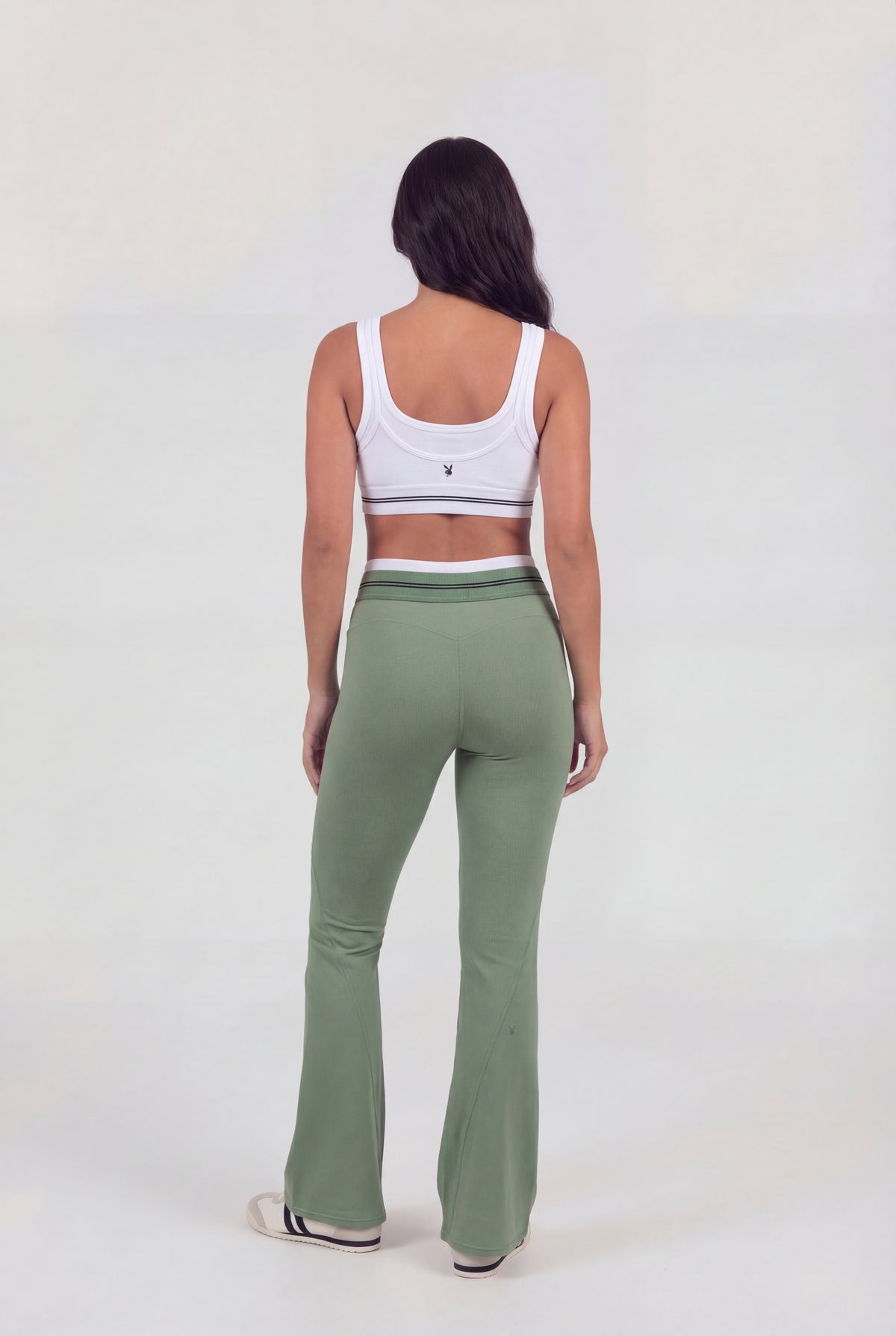 Alt View 2. Playboy Active High Density Flare Pant - Green