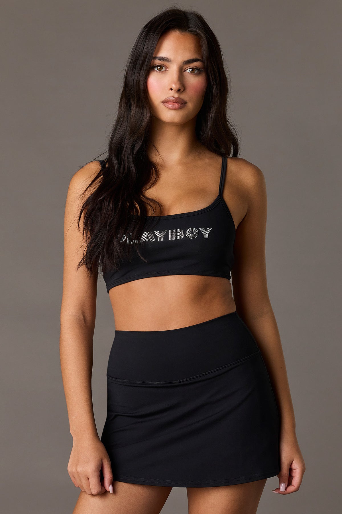 Alt View 2. Playboy Active High Density Rhinestone Skort - Black