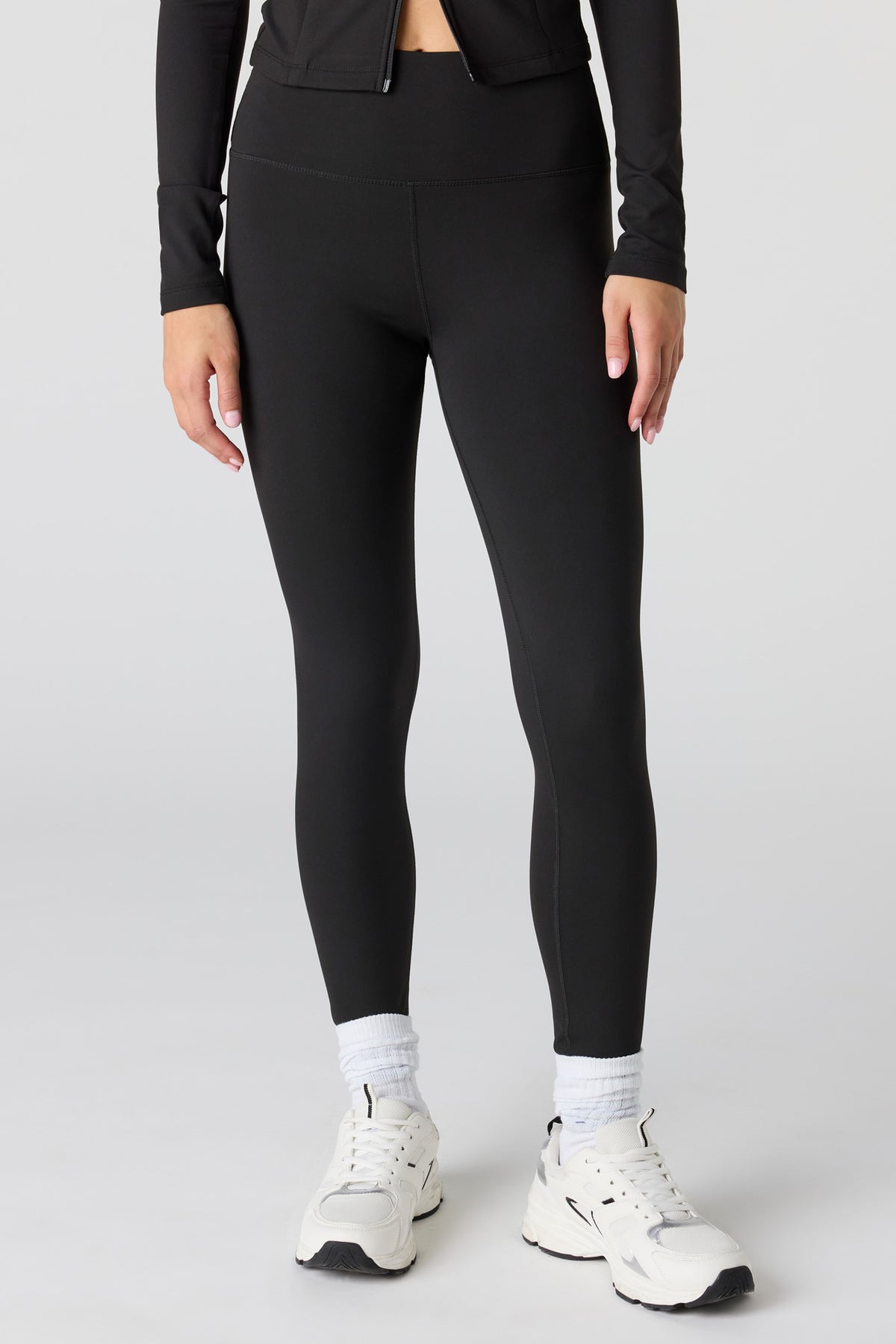 Alt View 2. Active High Density Solid Legging - Black