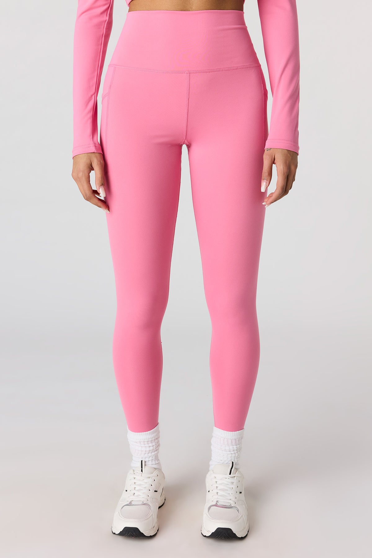 Alt View 2. Active High Density Side Pocket Legging - Pink