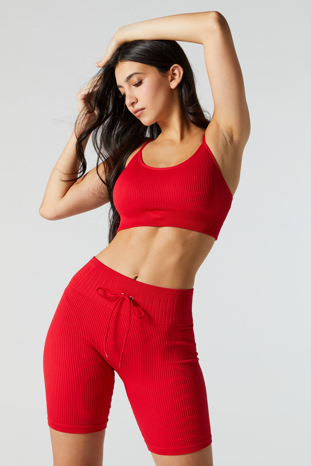 Red Sommer Ray Seamless Ribbed Biker Short Red Sommer Ray Seamless Ribbed Biker Short 1